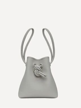 Minimal Knot Drawstring Crossbody Bag in Light Gray